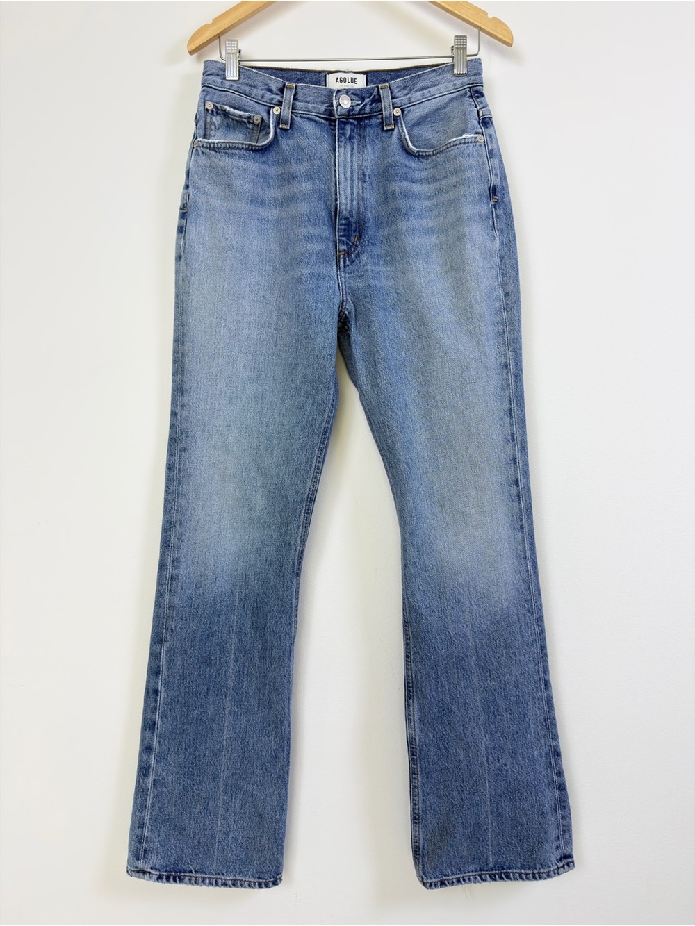 AGOLDE Vintage High Rise Flare Jeans Women’s 28 Light Wash Made in USA